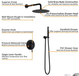 Modern 10" Wall Mounted Rain Shower System With Handheld