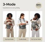 Effortless Baby Carrier with Hip Seat - Ergonomic Toddler Carrier (13.2-33 lbs), Adjustable Slide Lock & Knob, Hip-Healthy Design for Parent's Back Relief, Gray