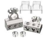 Car Battery Terminal Connectors Kit, 0/4/8/10 Gauge AWG Positive Negative Car Battery Post Connectors Clamp with 2 Clear Covers Shims for Car Auto Caravan
