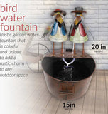 Outdoor Metal Bird Crow Water Fountain 20" – Rustic Yard Art Decor, Weather-Resistant