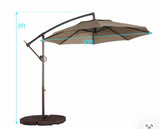 10 Ft Beige Cantilever Patio Umbrella with Crank – Large Outdoor Offset Shade Umbrella