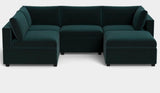 Albany Park - Kova Box Cushion L-Shape + Ottoman - Dark Teal performance velvet - minor cut (can be hidden by ottoman)
