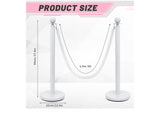4 Pc Stainless Steel Stanchion Posts with White Velvet Ropes Crowd Control Set