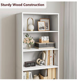 71” Tall 5-Tier Farmhouse Bookshelf with Adjustable Shelves – 31.5” Wide