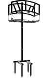 Freestanding Garden Hose Holder with Storage Basket – Outdoor Rack & Organizer