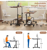 Rustic Brown Adjustable Height Standing Desk w/ Storage Shelves