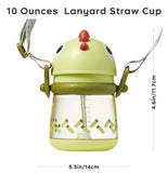 T-Rex Toby Straw Sippy Cups for Toddler No Spill for Baby 1+ Year Old Transition Weighted Sipand Strap 10oz/300ml Green 1 Count