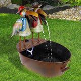 Outdoor Metal Bird Crow Water Fountain 20" – Rustic Yard Art Decor, Weather-Resistant