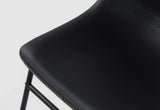 Cobbler Black 30" Faux Leather Bucket Seat With Baseball Stitch Barstool With Back Set Of 2