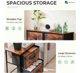 2-Drawer Nightstand Set of 2 with Fabric Storage Bins – Compact Rustic Brown Tables for Bedroom & Living Room