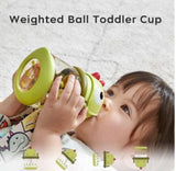 T-Rex Toby Straw Sippy Cups for Toddler No Spill for Baby 1+ Year Old Transition Weighted Sipand Strap 10oz/300ml Green 1 Count