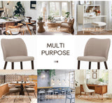 COLAMY Upholstered Dining Chairs Set of 2 Fabric Kitchen Side Chairs Wood Legs Beige