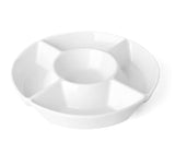 Porcelain Chip & Dip Serving Set – Divided Platter with 5 Compartments for Snacks, Veggies, Candy, Microwave & Dishwasher Safe, Elegant White