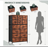 16-Drawer Fabric Storage Dresser Tower Organizer with Wood Top