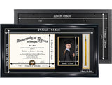 11x22 Black Diploma Frame with Tassel Holder and Picture for 8.5x11 Certificate 5x7 Photo,Real Glass,Black Over Gold Mat