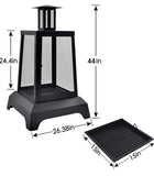 Large Fire Pit Steel Wood Burning Outdoor Fireplace Tower 44" High Big Patio Firepits with Mesh Screen Cover, for Backyard, Garden, Beach, Camping