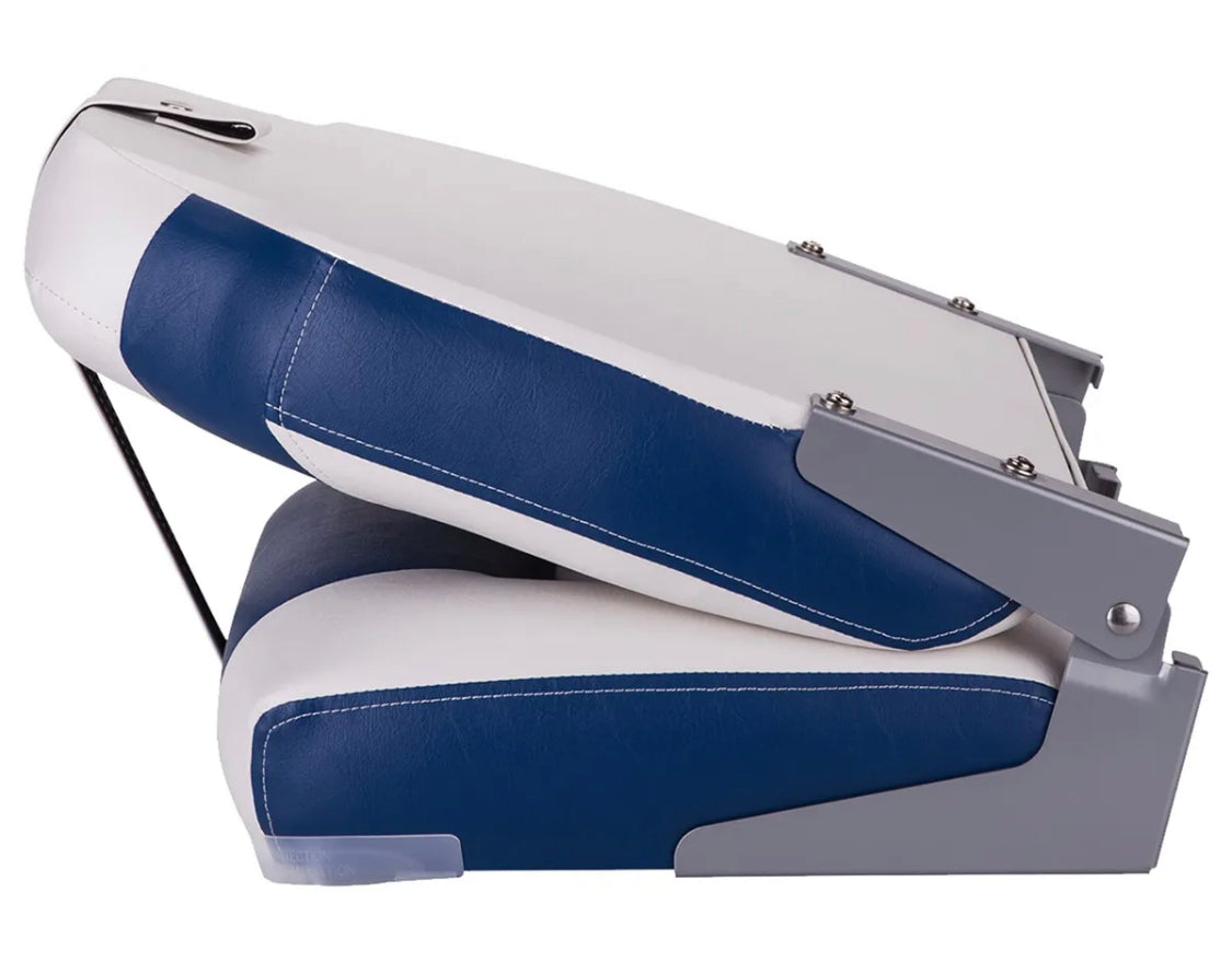 NORTHCAPTAIN Deluxe White/Pacific Blue High Back Folding Boat Seat, 2 Seats