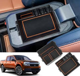 Center Console Organizer Compatible with 2022 2023 2024 2025 Ford Maverick Accessories 2025 Maverick Truck Center Console Organizer Armrest Console Organizer Armrest Organizer Insert Tray 2PCS, Orange