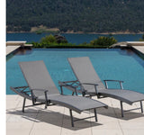 SunVilla Commercial Sling Wave Chaise Lounge with Adjustable Armrests, 2-pack