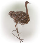 Alpine Corporation JUM282 Alpine 45" Tall Metal Peaking Ostrich Standing Yard Statue Decoration Outdoor Décor, Brown