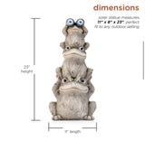 Reduced - 23 in. Tall Outdoor Solar Powered Stacked Frog Family Statue with LED Lights