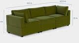 Kova Box Cushion Sofa 122” - Olive Performance Velvet - sectional - modular