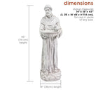 Alpine Corporation 45" Tall Outdoor Saint Francis Birdbath Statue Yard Art Decoration, Light Gray