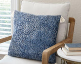 Loloi Blue 22"x22" Embroidered Pillow With Tassels