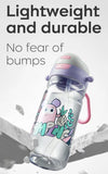 2-IN-1 600mL Sports Water Bottle Cup Large Capacity Children's Straw -Purple w/Grey