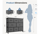 Reduced-Missing 1 Drawer -8 Drawer Fabric Dresser Storage Organizer with Metal Frame 39 Inch Gray