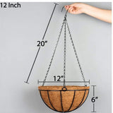 12 Inch Metal Hanging Planter Basket with Coconut Liner Wire Plant Holder Watering Flower Baskets Pot Hanger Garden Decoration for Indoor Outdoor, 2 Pack