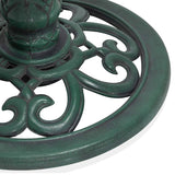 Alpine Corporation TEC116 Outdoor Aged Green Pedestal Birdbath with Scrollwork, 28" Tall, Green