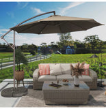 10 Ft Beige Cantilever Patio Umbrella with Crank – Large Outdoor Offset Shade Umbrella