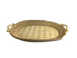 Natural Oval Rattan Wicker Serving Tray with Looped Handles
