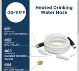 Giraffe Tools 15FT Heated Water Hose for Camper with GFCI, 5/8-Inches Lead and BPA Free Heated Garden Hose Withstand Down to -20℉
