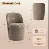 Swivel Accent Chair with Hidden Storage, Upholstered Barrel Armchair - Brown