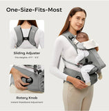 Effortless Baby Carrier with Hip Seat - Ergonomic Toddler Carrier (13.2-33 lbs), Adjustable Slide Lock & Knob, Hip-Healthy Design for Parent's Back Relief, Gray