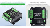 waveshare Industrial USB to 4-CH, USB to RS232/485/422/TTL Serial Converter, Adopts FT4232HL Chip, Support Linux, Android, Windows 11/10 / 8.1/8 / 7, Safer Isolated Design