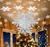 LED Snowflake Tree Topper – 6-Mode Rotating Projector Christmas Star
