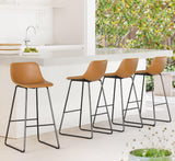 Reduced - Bar Stools Set of 4, 30" ALX Faux Leather Barstools, Modern Counter Height Stools with Back and Metal Legs, Armless Counter Chairs for Kitchen Island