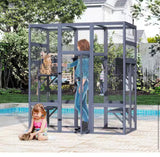 Wooden Outdoor Cat Catio Enclosure 62.4” x 32.4” x 70.1”