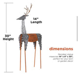 30” Rustic Metal Reindeer Outdoor Christmas Yard Decoration Holiday Decor