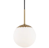 Mitzi Traditional Frosted Globe Pendant Light Aged Brass