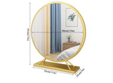 Tabletop Mirror,Personal Makeup Mirrors,Metal Frame,Metal Framed Bathroom Mirror,for Dresser,Coffee Table,Makeup Table,Large Round Circle Mirror - black