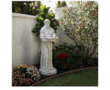 Alpine Corporation 45" Tall Outdoor Saint Francis Birdbath Statue Yard Art Decoration, Light Gray