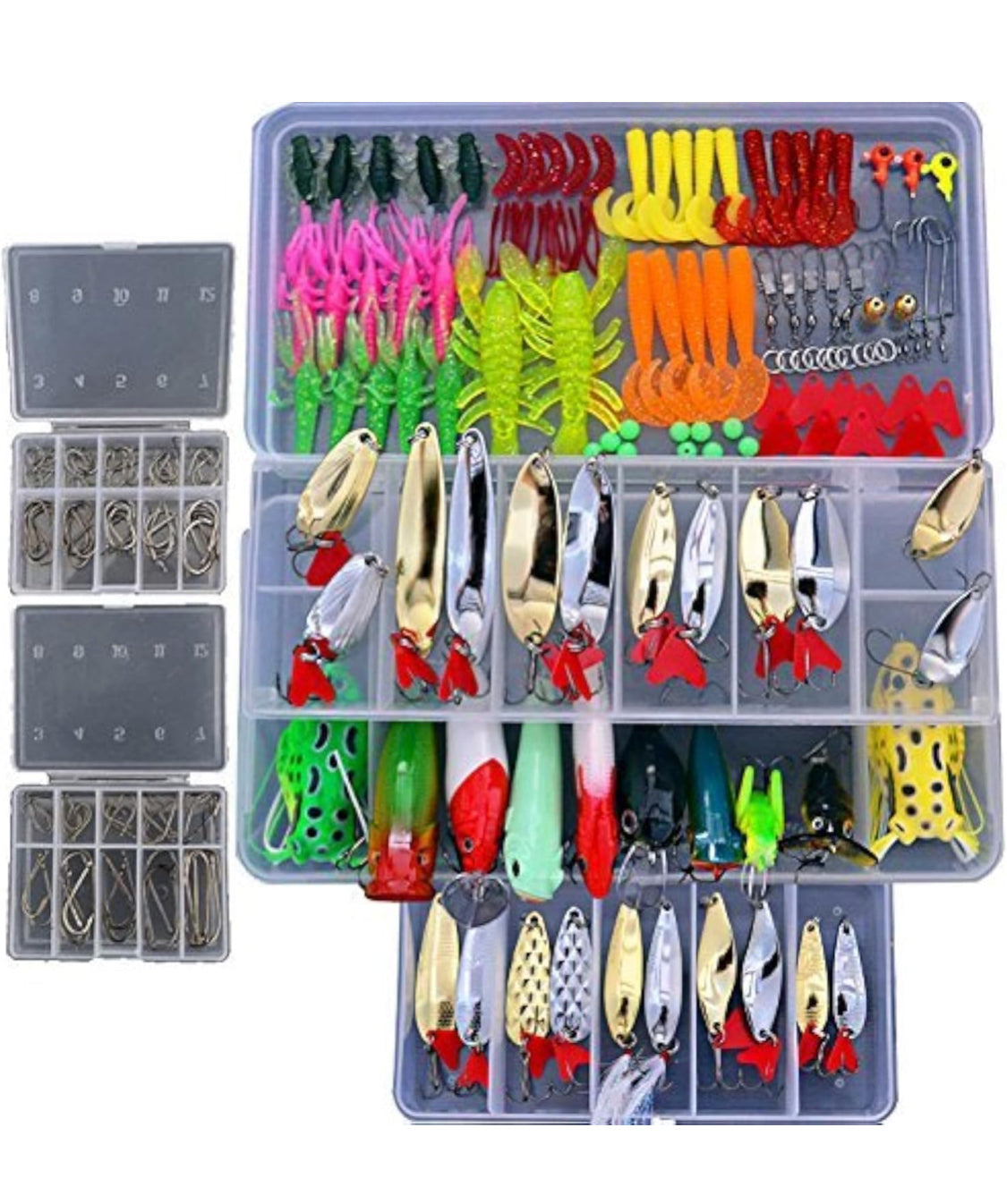 bionic lure fishing 226Pcs Fishing Lure Tackle Kit Soft Hard Bait Fishing Lure Bionic Bass – Mega Brown Box