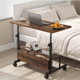 Rustic Brown Adjustable Height Standing Desk w/ Storage Shelves