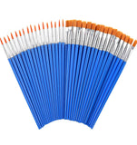 2 - Pack 100 Pcs Paint Brushes Round Flat Small Brush Bulk for Detail Painting