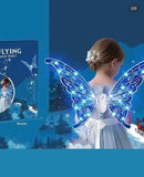 LED Light-Up Butterfly Fairy Wings Costume Set for Kids Blue Snow Spirit