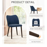 COLAMY Upholstered Dining Chairs Set of 2 PU Leather Kitchen Side Chairs Wood Legs Blue